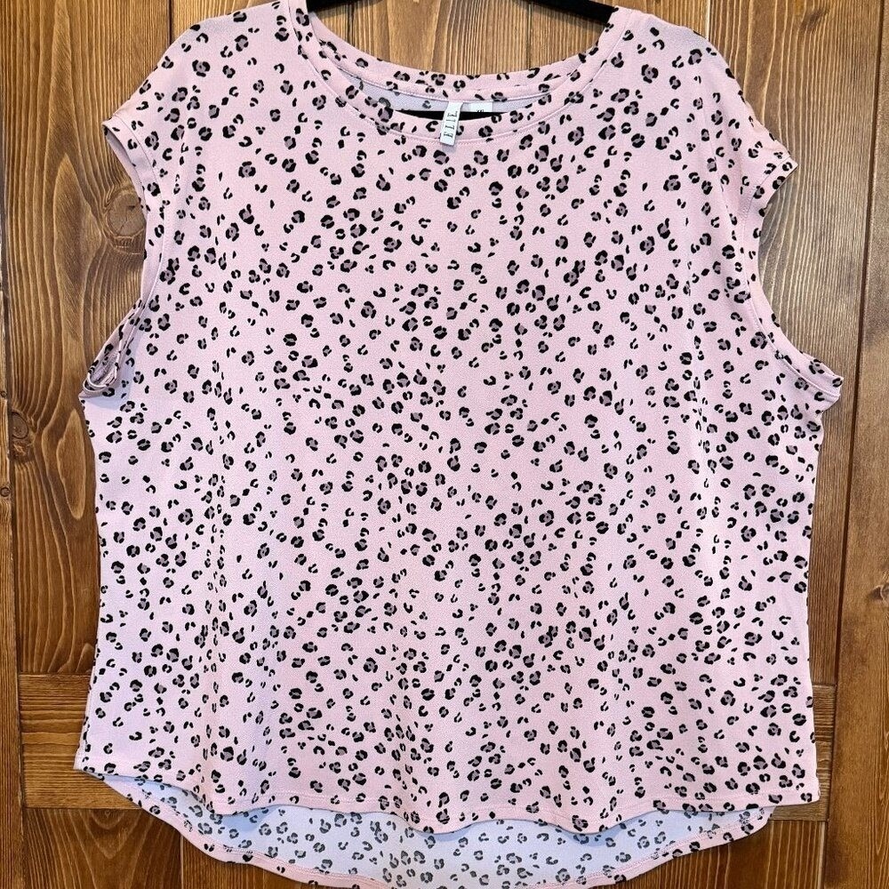 Elle Women's XXL Sleeveless Pink Leopard Print Top